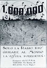 Manifesto Sipra del 1930. La Sipra e' la societa', ancora esistente, nata nel 1926 per gestire la pubblicita' radiofonica e poi anche televisiva