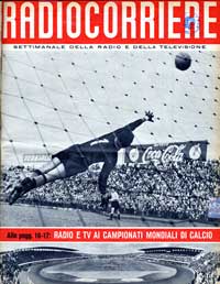 Radio e Tv ai campionati mondiali di calcio, copertina Radiocorriere n. 24, 1954 anno 1954