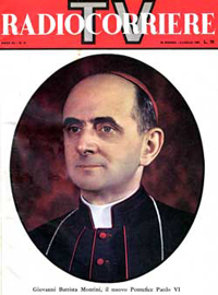 Giovanni Battista Montini, il nuovo Pontefice Paolo VI, copertina Radiocorriere n.27, 1963 anno 1963